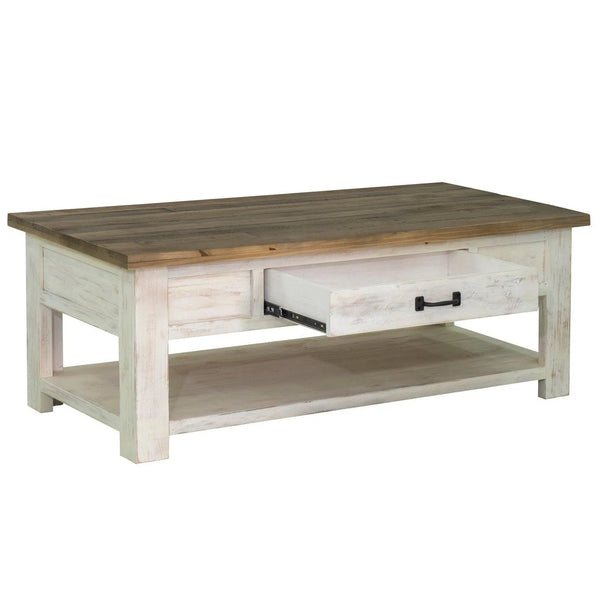 47" Two-Tone White Rectangle Coffee Table With Storage Style Coffee Tables LOOMLAN By LHIMPORTS