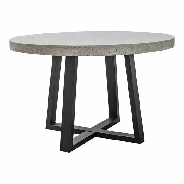 47" White Round Terrazzo Stone Top Dining Table on Iron Base Dining Tables LOOMLAN By Moe's Home