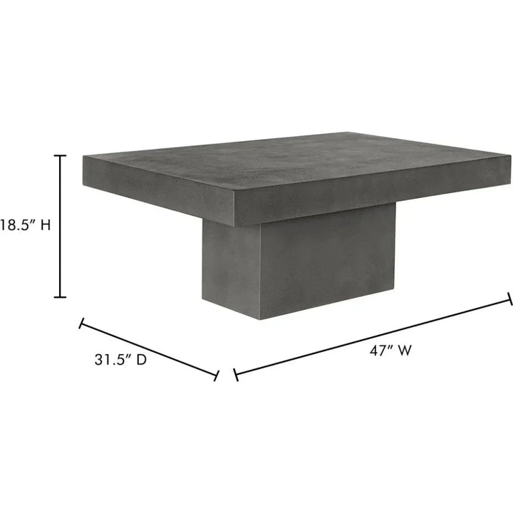 47 in Outdoor Coffee Table Grey Contemporary-Outdoor Coffee Tables-Moe's Home-LOOMLAN