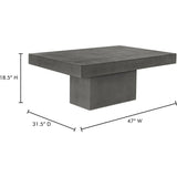 47 in Outdoor Coffee Table Grey Contemporary