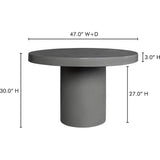 47 in Outdoor Dining Table Grey Contemporary