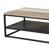 47" Two - Tone Rectangle Coffee Table Shelves Wood Base - LOOMLAN - LH Imports - Coffee Tables