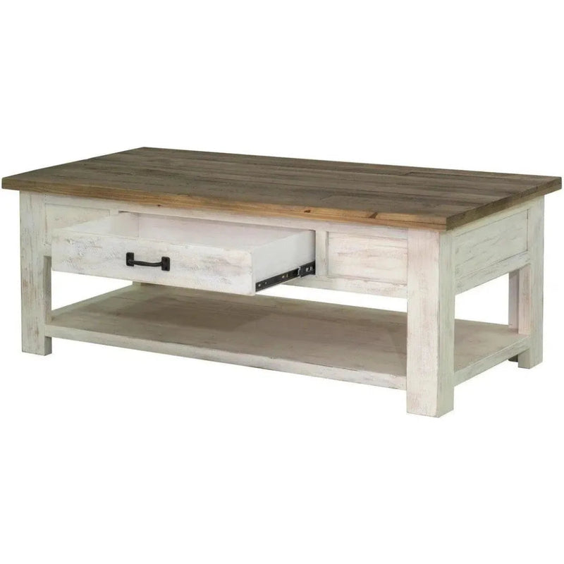 47" Two - Tone White Rectangle Coffee Table Storage Style - LOOMLAN - LH Imports - Coffee Tables