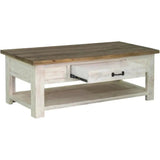 47" Two - Tone White Rectangle Coffee Table Storage Style - LOOMLAN - LH Imports - Coffee Tables