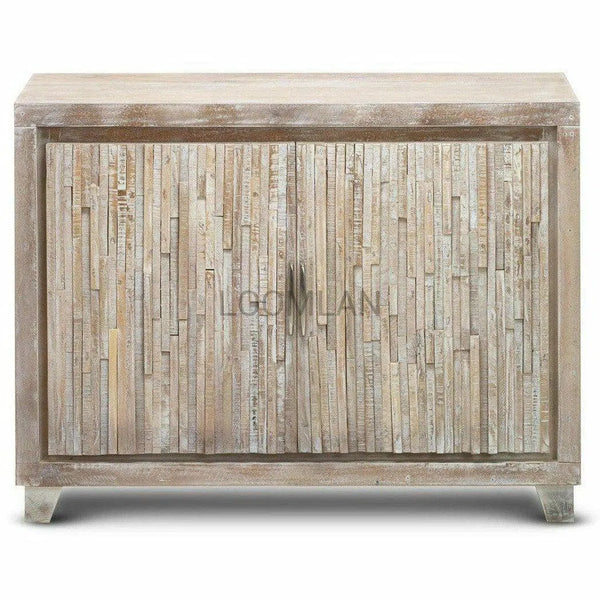 48" Distressed White Stacked Planks Accent Cabinet Accent Cabinets LOOMLAN By LOOMLAN