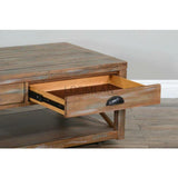 48" Naturally Cocktail Coffee Table 2 Drawers Storage Shelf Coffee Tables LOOMLAN By Sunny D