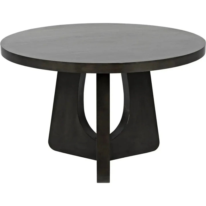 48" Nobuko Wood Black Round Dining Table-Dining Tables-Noir-LOOMLAN