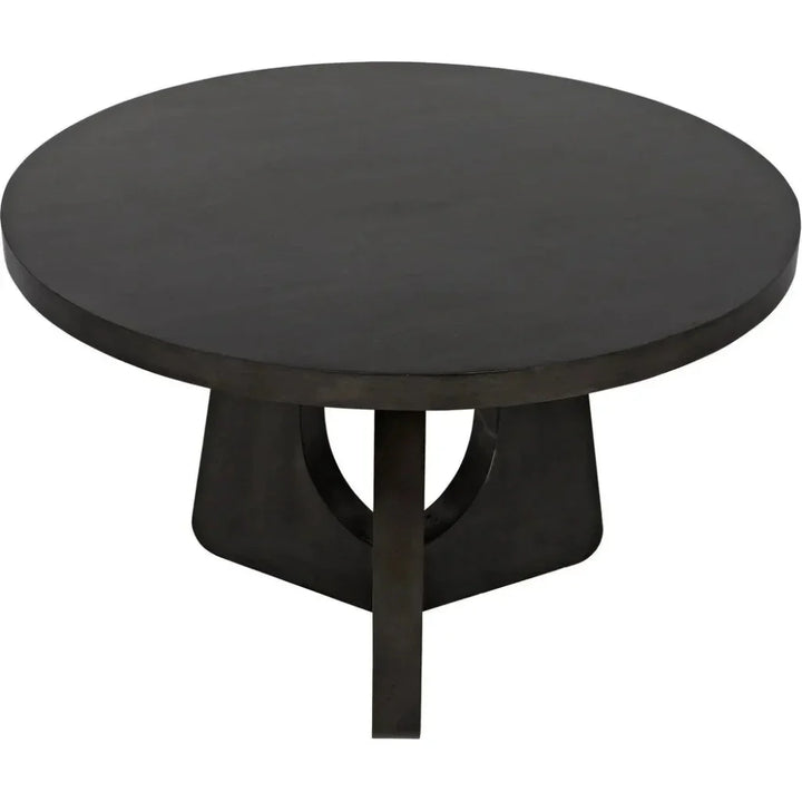 48" Nobuko Wood Black Round Dining Table-Dining Tables-Noir-LOOMLAN