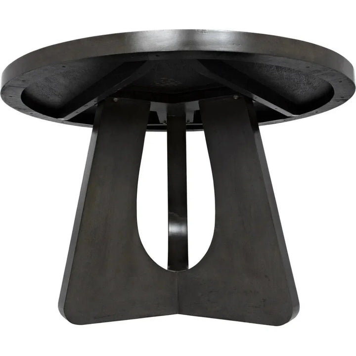 48" Nobuko Wood Black Round Dining Table-Dining Tables-Noir-LOOMLAN