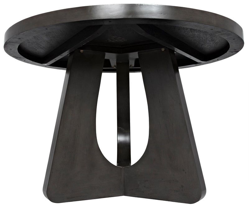 48" Nobuko Wood Black Round Dining Table-Dining Tables-Noir-LOOMLAN