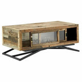 48" Reclaimed Coffee Table with Storage & Glass Sliding Doors Coffee Tables LOOMLAN By LOOMLAN