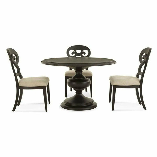 48" Round Wood Top Black Dining Table Grimes Dining Tables LOOMLAN By Bassett Mirror