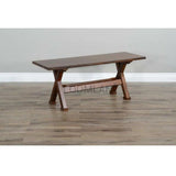 48" Rustic Dining Bench Wood Seat and Metal Stretcher Dining Benches LOOMLAN By Sunny D