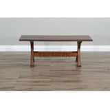 48" Rustic Dining Bench Wood Seat and Metal Stretcher Dining Benches LOOMLAN By Sunny D