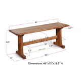 48" Rustic Oak Wood Kitchen and Dining Room Bench (Bench Only) Dining Benches LOOMLAN By Sunny D