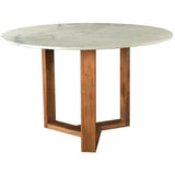 48" Scandinavian Round White Marble Dining Table for 4 or 6 seats Dining Tables LOOMLAN By Moe's Home