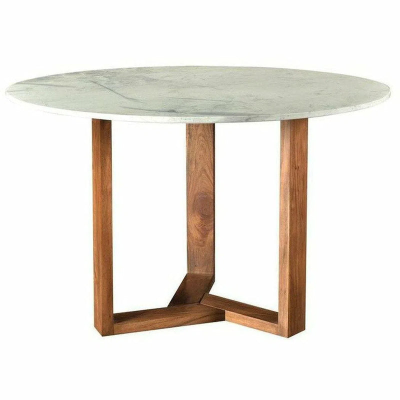 48" Scandinavian Round White Marble Dining Table for 4 or 6 seats Dining Tables LOOMLAN By Moe's Home