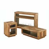 48" Slim Reclaimed Wood Console Table with Storage Shelves Console Tables LOOMLAN By LOOMLAN