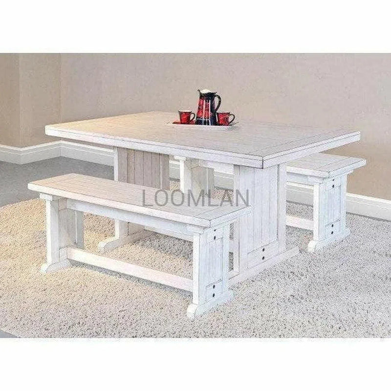 48" White Farmhouse Kitchen and Dining Side Bench (Bench only) Dining Benches LOOMLAN By Sunny D