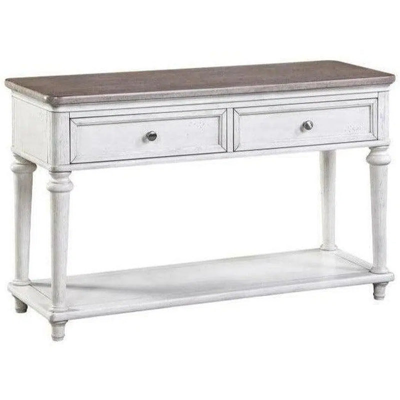 48" White Two-Tone Wooden Sofa Table