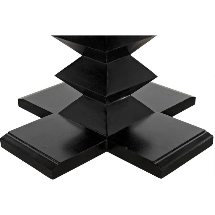 48" Zig-Zag Wood Black Round Dining Table-Dining Tables-Noir-LOOMLAN