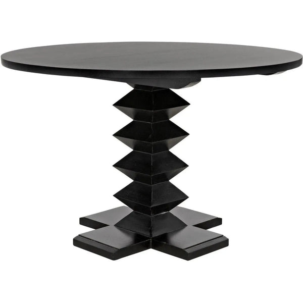 48" Zig - Zag Wood Black Round Dining Table - LOOMLAN - Noir - Dining Tables