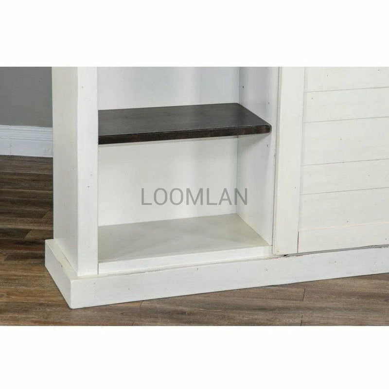 48x66" White Barn Door Bookcase With Wood Shelves Bookcases LOOMLAN By Sunny D