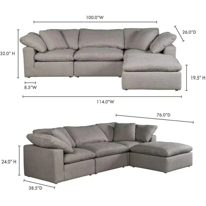 4PC Stain Resistant Terra Grey Modular Lounge-Modular Sofas-Moe's Home-LOOMLAN