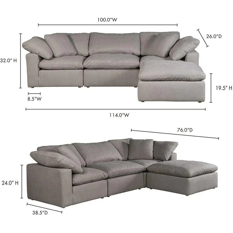 4PC Stain Resistant Terra Grey Modular Lounge