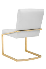 Marcelle White Croc Dining Chair With Gold Steel Frame
