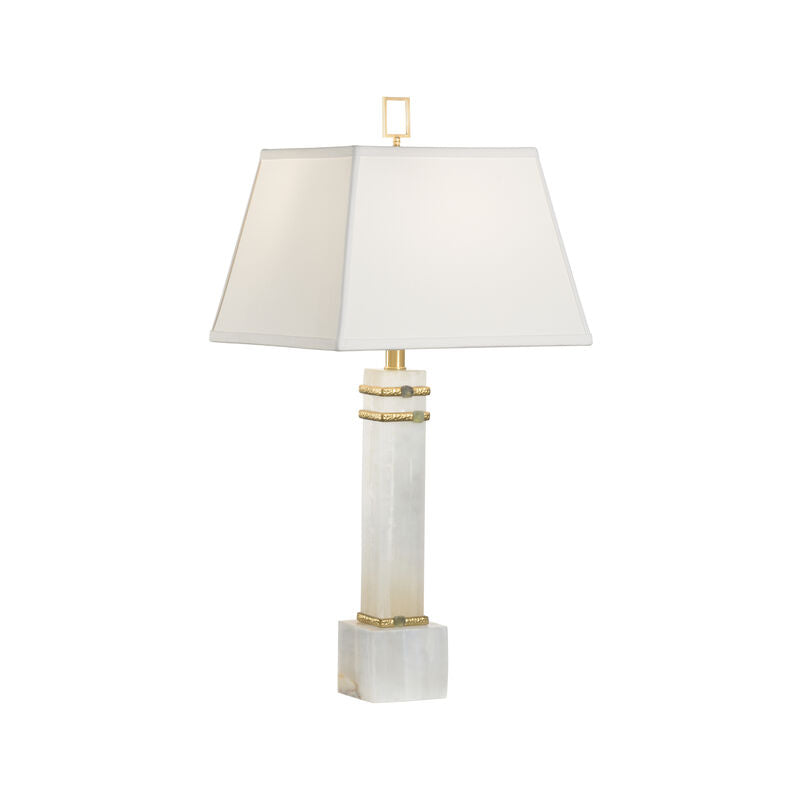 Alabaster Column Gold And Jade Rings Table Lamp