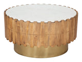 Bombay Natural Wood and Marble Round Coffee Table