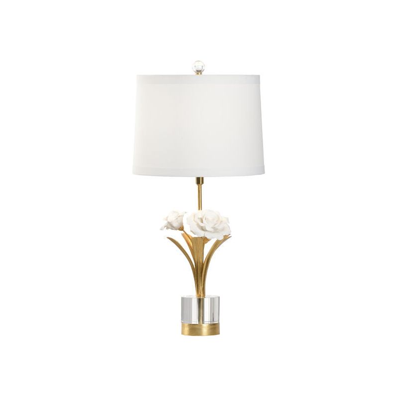 Rose Flowers Design With Tapered Drum Shade Table Lamp