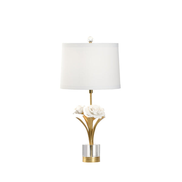 Rose Flowers Design With Tapered Drum Shade Table Lamp