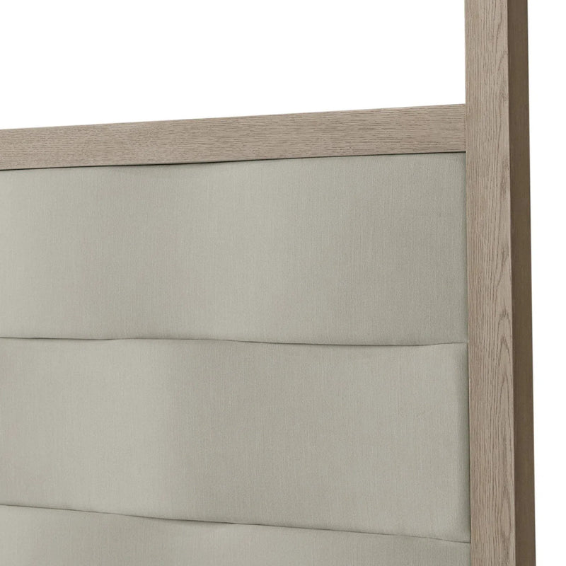 Hoyos Canopy Bed King Topaz Beige - Elegant Oak Frame