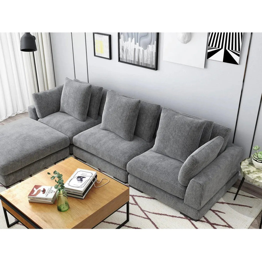 5 PC Grey Classic Corner Modular Sofa