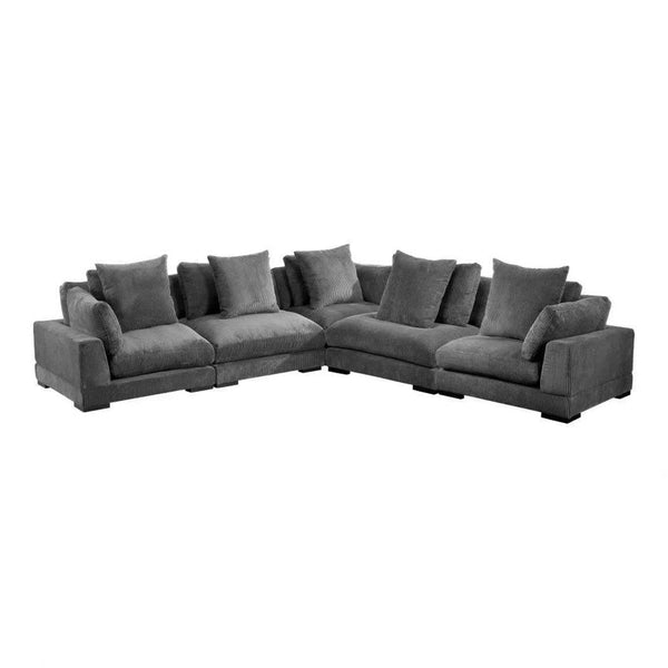 5 PC Grey Corduroy Couch Large Classic Corner Modular Sofa Modular Sofas LOOMLAN By Moe's Home