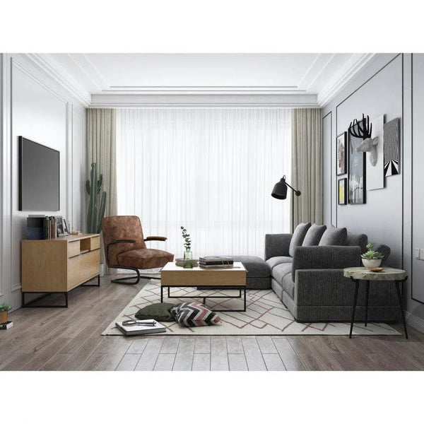 5 PC Grey Corduroy Couch Reversible Modular Sofa Modular Sofas LOOMLAN By Moe's Home