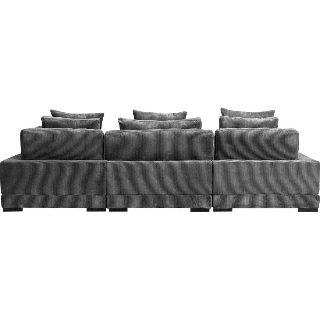 5 PC Grey Corduroy Couch Reversible Modular Sofa