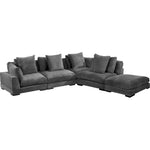 5 PC Grey Corduroy Couch Reversible Modular Sofa