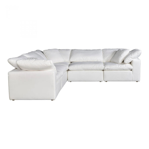 5 PC Set Stain Resistant White Large Classic Sectional Modular Modular Sofas LOOMLAN By Moe's Home