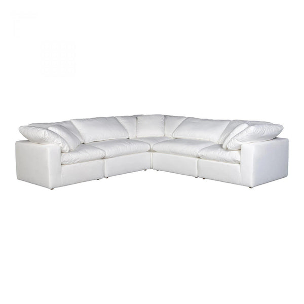 5 PC Set Stain Resistant White Large Classic Sectional Modular Modular Sofas LOOMLAN By Moe's Home
