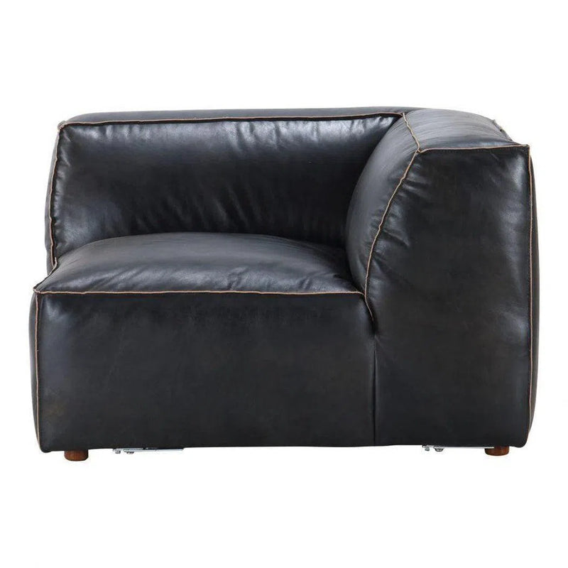 5 Piece Black Nubuck Leather Dream Modular Sofa Modular Sofas LOOMLAN By Moe's Home