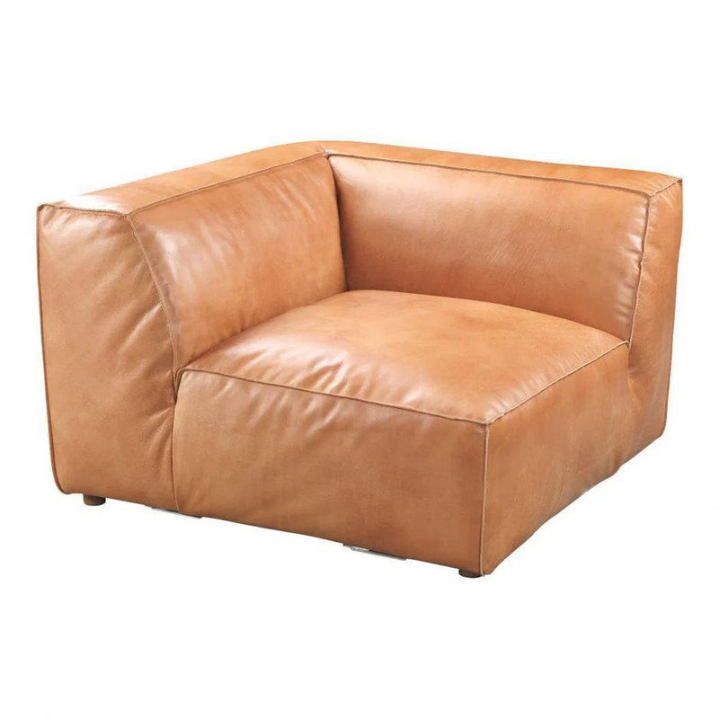 5 Piece Tan Leather Classic L Shaped Modular Sofa Modular Sofas LOOMLAN By Moe's Home