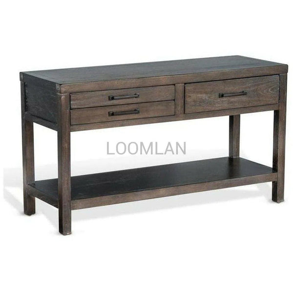 50" Dark Wood Stain Console Table With 3 Drawers Storage Shelf Console Tables LOOMLAN By Sunny D