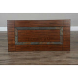 50" Dark Wood Stain Slate Cocktail Coffee Table 1 Storage Shelf Coffee Tables LOOMLAN By Sunny D