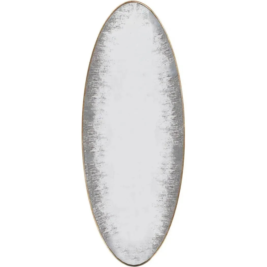 50" Oval Gold Metal Antiqued Wall Mirror