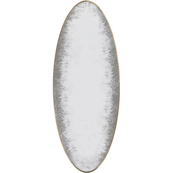 50" Oval Gold Metal Antiqued Wall Mirror