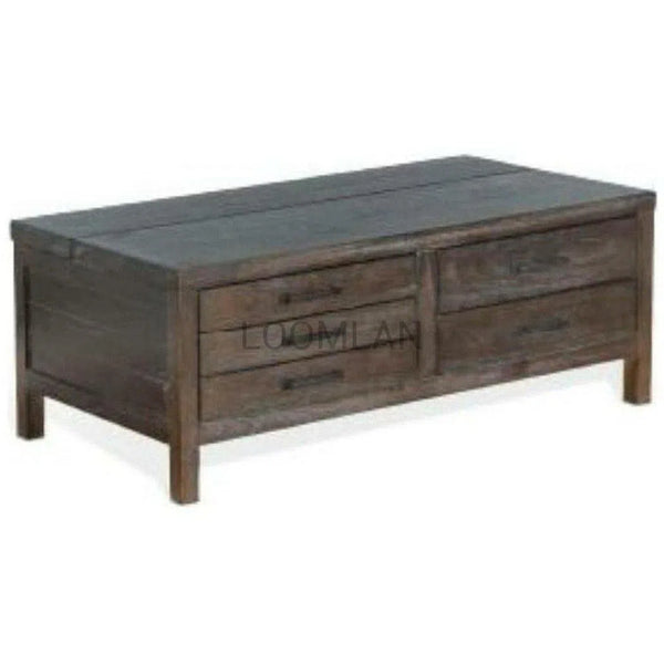50" Rectangular Distressed Wood Vintaged Coffee Table 5 Drawers Coffee Tables LOOMLAN By Sunny D