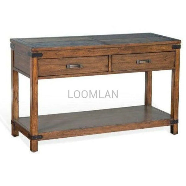 50" Rustic Wood Accent Sofa Console Table Storage Shelf 2 Drawers Console Tables LOOMLAN By Sunny D